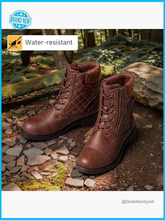 Women Combat Ankle Boots Lace up Comfortable Short Booties Low Heel Y2K Chunky